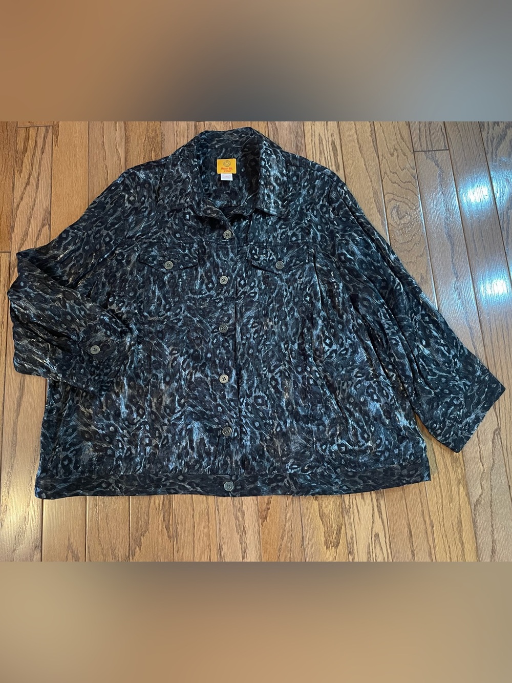 Ruby Rd. Woman Metallic Animal Print Button-Front Jacket 22W